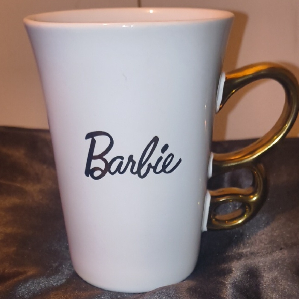 Officially Licensed Limited Edition Barbie Mug with Gold Handle and White Finish